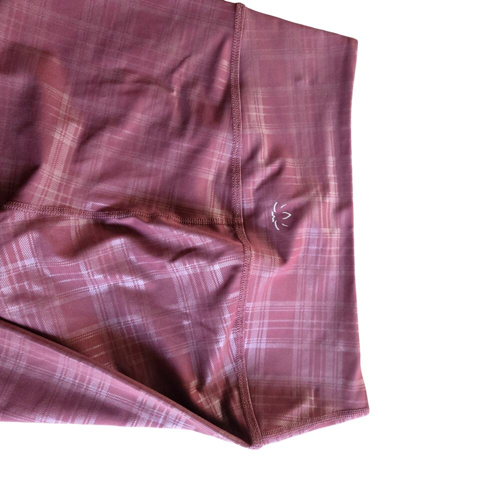 Beyond Yoga Midi Leggings in Burgundy Plaid Size: XL - Picture 5 of 5